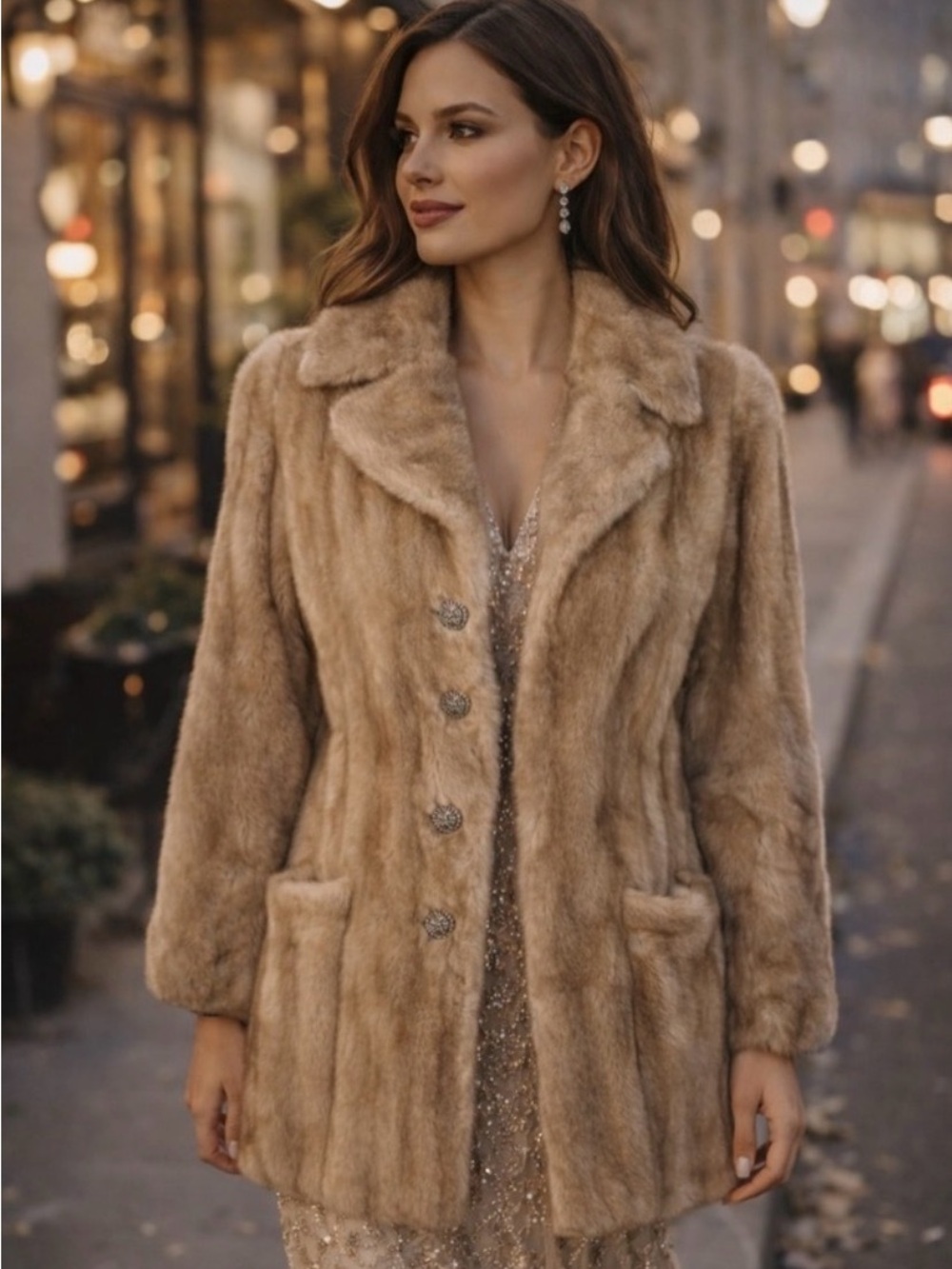 Vintage Mincara Russell Taylor Fur Coat Belted Mid Length